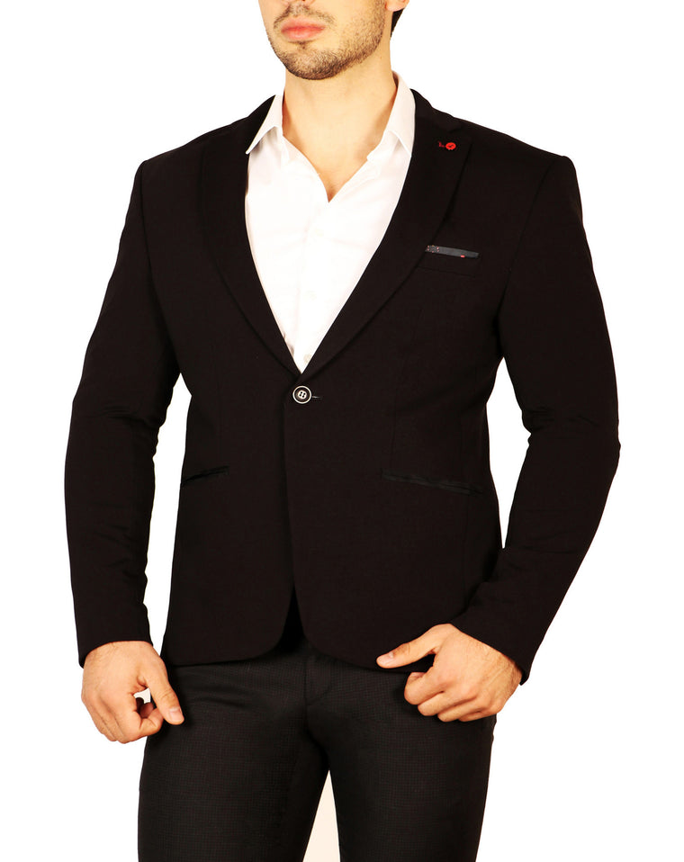 Contrast Lapel Pin Fitted Blazer