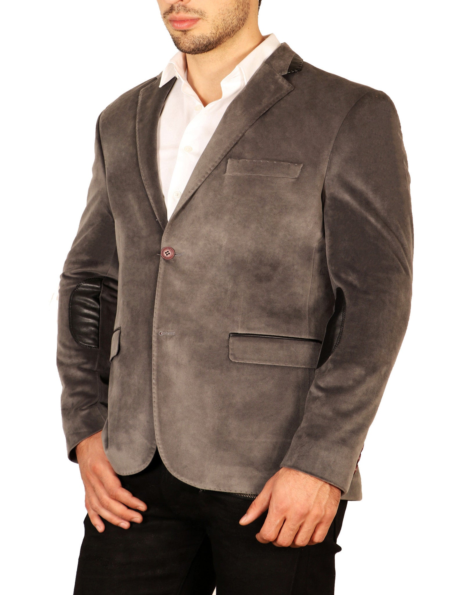 Contrast Lapel Velvet Fitted Blazer