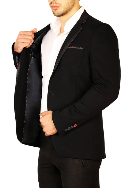 Contrast Lapel Trim Fitted Jacket