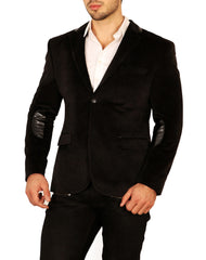 Contrast Lapel Velvet Fitted Blazer