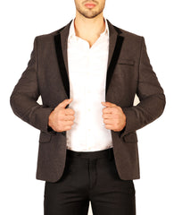 Notch Lapel Fitted Cotton Blazer