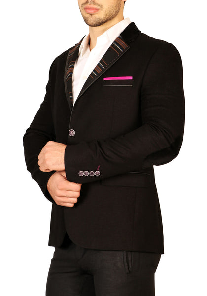 Contrast Lapel Fitted Blazer