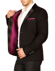 Contrast Lapel Fitted Blazer