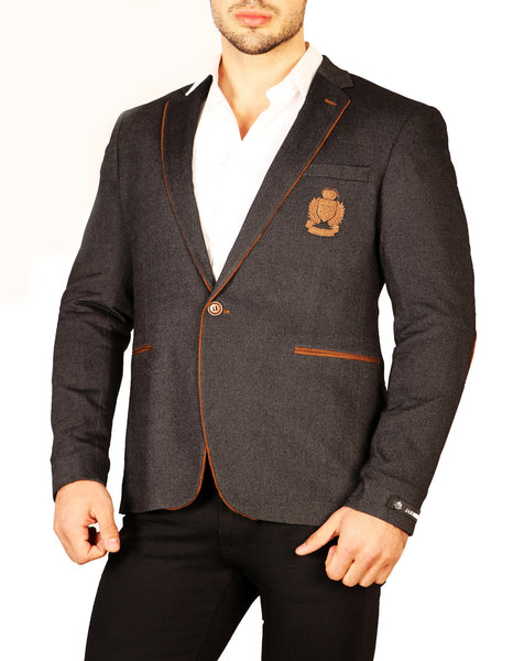 Notch Lapel Contrast Trim Jarmens Sport Jacket