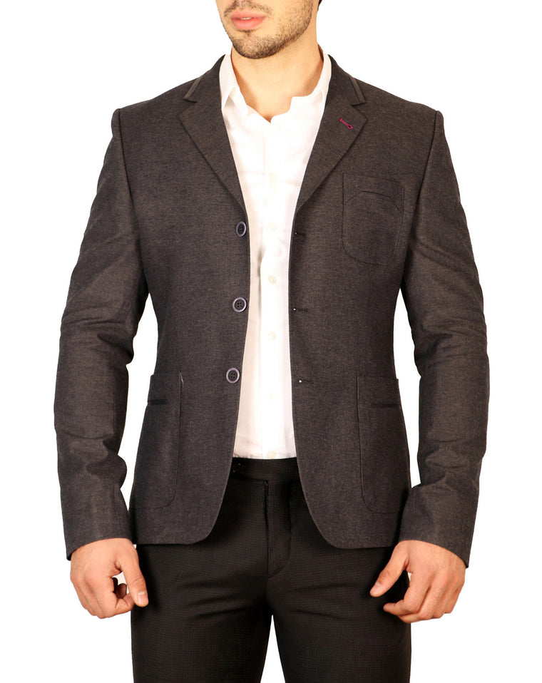 Notch Lapel Fitted Cotton Jacket