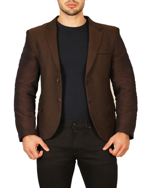 Notch Lapel Mixed Media Jacket