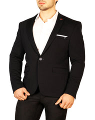 Notch Lapel Silver Pocket Trim Fitted Jacket