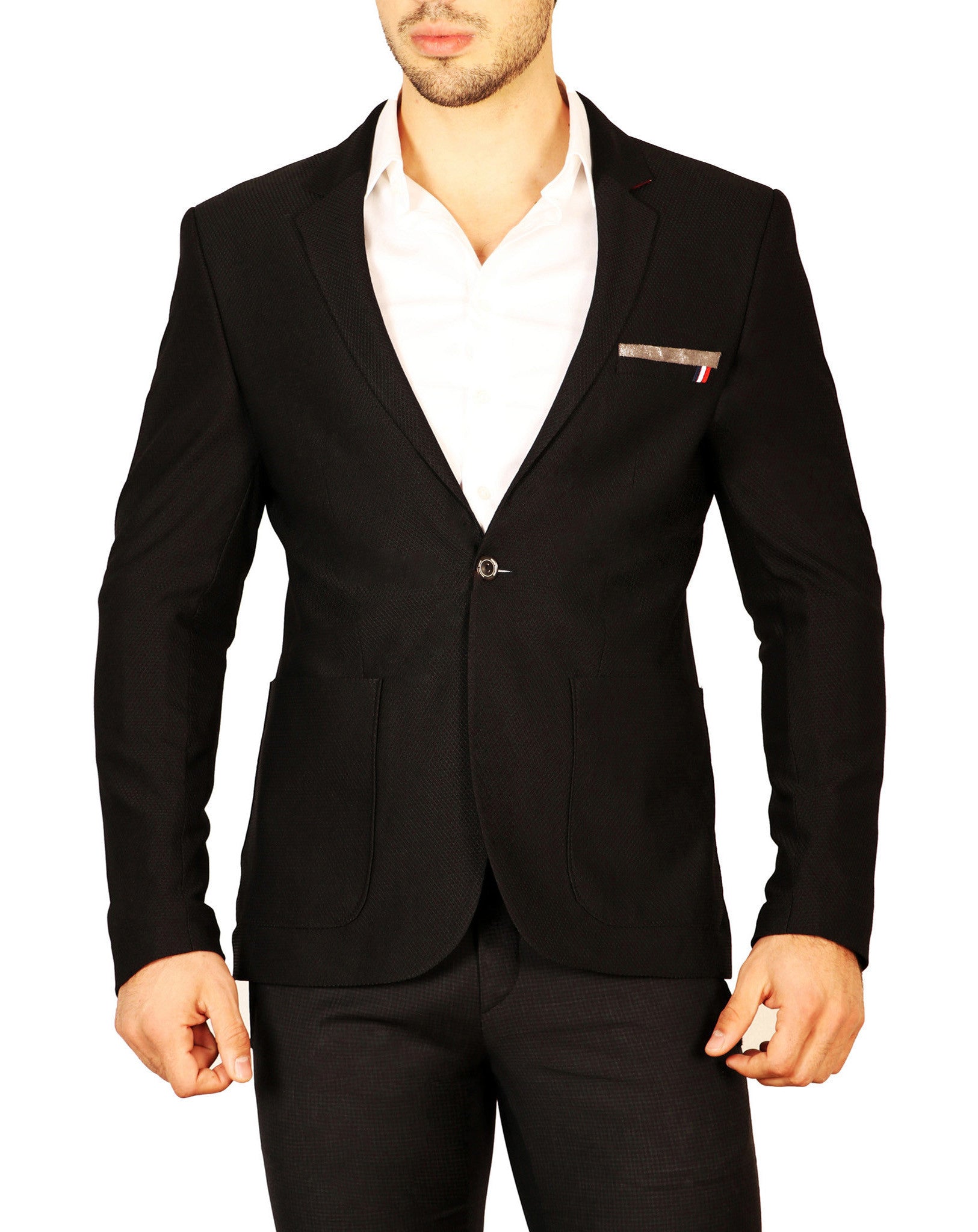 Notch Lapel Single Button Fitted Blazer