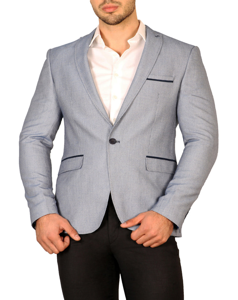 Peak Lapel Blue Checkered Jarmens Fitted Blazer