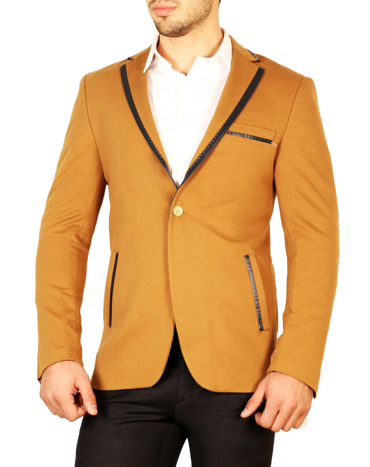 Stitched Contrast Lapel Cotton Sport Jacket