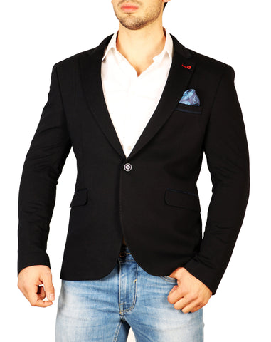 Conrast Lapel Pin Fitted Jacket