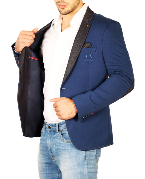 Contrast Lapel Single Button Fitted Blazer