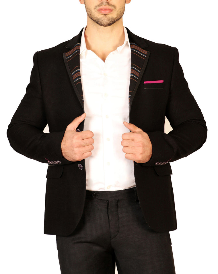 Contrast Lapel Fitted Blazer
